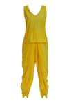 Buy_Jajobaa_Yellow Embroidered Kurta With Dhoti Pant_Online_at_Aza_Fashions