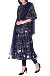 Shop_Neha & Tarun_Blue Reyon Satin Printed Geometric Round Tiered Anarkali Kurta Set _Online_at_Aza_Fashions