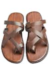 Shop_Dmodot_Brown Textured Flat Criss-cross Sandals _at_Aza_Fashions