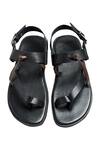 Shop_Dmodot_Silver Buckle Flat Black Sandals_at_Aza_Fashions