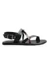 Dmodot_Silver Buckle Flat Black Sandals_Online_at_Aza_Fashions