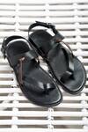 Buy_Dmodot_Silver Buckle Flat Black Sandals_Online_at_Aza_Fashions