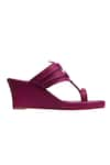 Aprajita Toor_Pink Braided Slip On Kolhapuri Wedges_Online_at_Aza_Fashions