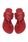 Shop_Aprajita Toor_Red Braided Floral Disc Wedges _at_Aza_Fashions