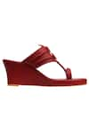 Aprajita Toor_Red Braided Floral Disc Wedges _Online_at_Aza_Fashions