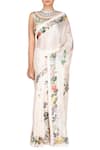 Shop_RI.Ritu Kumar_Off White Printed Floral Saree With High Neck Blouse _Online_at_Aza_Fashions