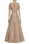 Shop_Vandana Sethi_Peach Raw Silk Embroidered Zari Sweetheart Neck Lehenga Set _at_Aza_Fashions