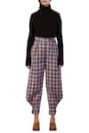 Buy_Munkee See Munkee Doo_Grey Checkered Ankle Cuff Pant_at_Aza_Fashions