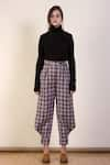 Buy_Munkee See Munkee Doo_Grey Checkered Ankle Cuff Pant_Online_at_Aza_Fashions