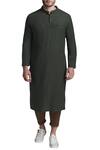 Buy_GRAM OF INK_Cotton Dark Green Kurta With Pyjamas_at_Aza_Fashions