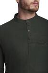 Buy_GRAM OF INK_Cotton Dark Green Kurta With Pyjamas_Online_at_Aza_Fashions