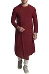 Buy_GRAM OF INK_Red Overlap Solid Kurta With Pyjamas_at_Aza_Fashions