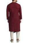 Shop_GRAM OF INK_Red Overlap Solid Kurta With Pyjamas_at_Aza_Fashions