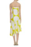 Shop_Vedika M_White Silk Printed V Neck Asymmetric Dress  _at_Aza_Fashions