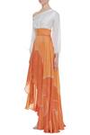 Buy_Vedika M_White Silk Asymmetric Printed Dress _Online_at_Aza_Fashions