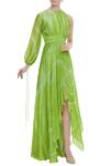 Buy_Vedika M_Green Silk Asymmetric Printed Maxi Dress _Online_at_Aza_Fashions