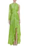 Shop_Vedika M_Green Silk Asymmetric Printed Maxi Dress _Online_at_Aza_Fashions