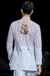 Shop_MR. Ajay Kumar_Off White Cotton Embroidery Printed Stripe And Fish Full Sleeves Shirt _at_Aza_Fashions
