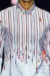 Buy_MR. Ajay Kumar_Off White Cotton Embroidery Printed Stripe And Fish Full Sleeves Shirt _Online_at_Aza_Fashions
