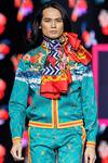 MR. Ajay Kumar_Blue Cotton Satin, Lycra Ocean Fish Printed Bomber Jacket _Online_at_Aza_Fashions