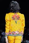 Shop_Mr. Ajay Kumar_Yellow Printed Front Zipper Floral Jacket  _at_Aza_Fashions