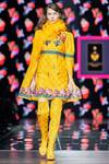 Buy_Mr. Ajay Kumar_Yellow Printed Cut-out Sleeves Short Dress  _at_Aza_Fashions