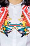 Buy_MR. Ajay Kumar_White Mandarin Collar Printed Shirt  _Online_at_Aza_Fashions