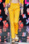Shop_MR. Ajay Kumar_Yellow Embroidered Printed Trousers  _at_Aza_Fashions