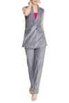 Buy_Masala Chai_Grey Lapel Collar Sleeveless Jacket_at_Aza_Fashions