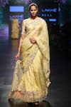 Buy_Anushree Reddy_Yellow Organza Saree With Blouse_at_Aza_Fashions