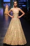 Buy_Anushree Reddy_Yellow Embroidered Anarkali Gown_at_Aza_Fashions