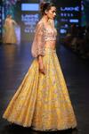 Anushree Reddy_Yellow Embroidered Cape And Lehenga Set_Online_at_Aza_Fashions
