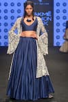 Buy_PUNIT BALANA_Blue Lehenga With Bralette And Flared Sleeve Jacket  _at_Aza_Fashions