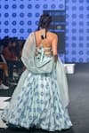 Shop_PUNIT BALANA_Blue Halter Neck Blouse With Lehenga And Dupatta  _at_Aza_Fashions