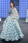 PUNIT BALANA_Blue Halter Neck Blouse With Lehenga And Dupatta  _Online_at_Aza_Fashions