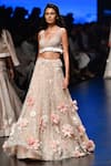 Buy_SHRIYA SOM_Peach 3d Floral Embellished Bridal Lehenga With Blouse _at_Aza_Fashions