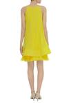 Shop_Gauri & Nainika_Yellow Viscose Georgette Ruffle Trapeze Dress _at_Aza_Fashions