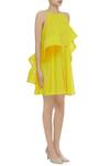 Gauri & Nainika_Yellow Viscose Georgette Ruffle Trapeze Dress _Online_at_Aza_Fashions