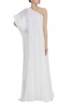 Buy_Gauri & Nainika_White One Shoulder Gown_at_Aza_Fashions