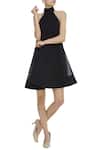 Buy_Gauri & Nainika_Black Viscose Georgette High Neck Sleeveless Dress _at_Aza_Fashions