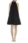 Shop_Gauri & Nainika_Black Viscose Georgette High Neck Sleeveless Dress _at_Aza_Fashions