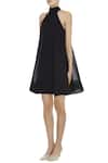 Buy_Gauri & Nainika_Black Viscose Georgette High Neck Sleeveless Dress _Online_at_Aza_Fashions