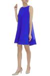 Buy_Gauri & Nainika_Blue Viscose Georgette Sleeveless Trapeze Dress _at_Aza_Fashions