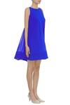 Gauri & Nainika_Blue Viscose Georgette Sleeveless Trapeze Dress _Online_at_Aza_Fashions