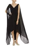 Buy_Gauri & Nainika_Black Viscose Georgette Draped Dress _at_Aza_Fashions