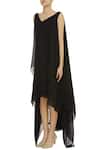 Buy_Gauri & Nainika_Black Viscose Georgette Draped Dress_Online_at_Aza_Fashions