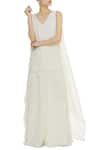 Buy_Gauri & Nainika_White Viscose Georgette Layered Side Draped Jumpsuit _at_Aza_Fashions