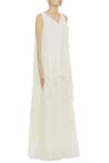 Gauri & Nainika_White Viscose Georgette Layered Side Draped Jumpsuit _Online_at_Aza_Fashions