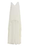 Shop_Gauri & Nainika_White Viscose Georgette Layered Side Draped Jumpsuit _Online_at_Aza_Fashions