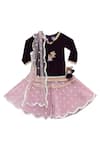 Buy Fayon Kids Purple Velvet, Net Lace, Embroidery, Pearls Sharara Kurta Set at Aza Fashions Buy_Fayon Kids_Purple Velvet, Net Lace, Embroidery, Pearls Sharara Kurta Set _at_Aza_Fashions